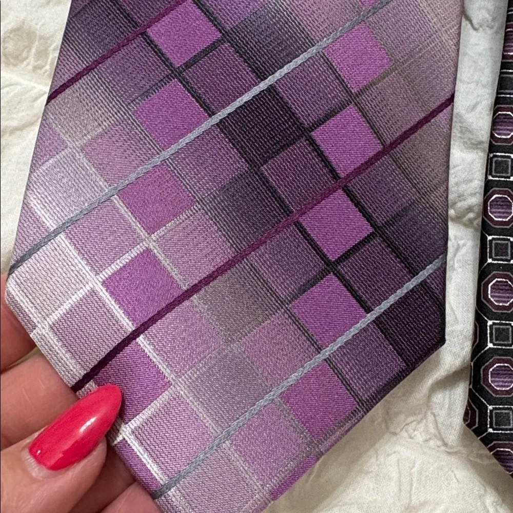 Bundle Purple color hues Patterned silk Ties Set of 2 formal career